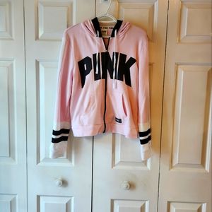 PINK Hoodie. Zip up. Large.